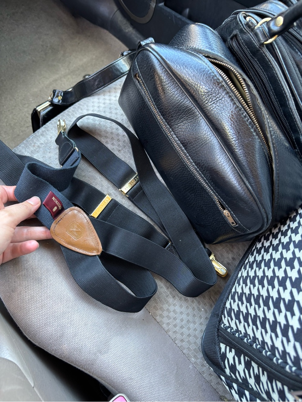 Nordstrom Black Leather Belt Bag with Gold Hardware